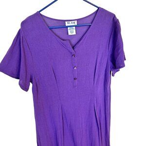 Vintage Womens Purple Cotton MuMu Housedress Blair Medium Midi Dress Loungewear
